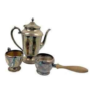 Rogers  Silver Plate Coffee Tea Pot Milk  Bowl #3604 Turkish Coffee Maker #2422